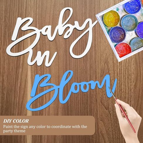 Wooden Baby in Bloom Sign - Baby Shower Party Gender Reveal Girl or Boy Decorations Backdrop Pregnancy Party Wall Photography Background(Gold) in Kuwait