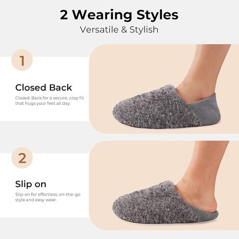 HomeTop Women's Plush Slippers with Collapsible Microsuede Heel Indoor House Shoes in Kuwait