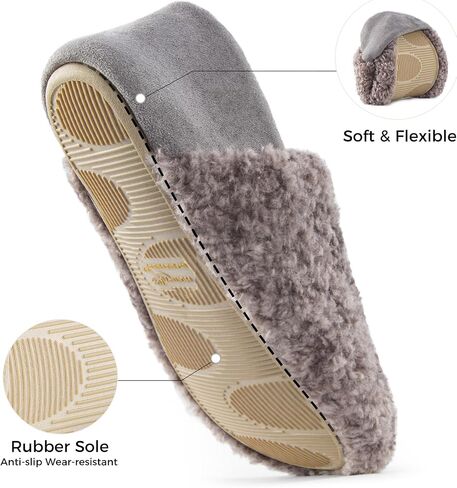 HomeTop Women's Plush Slippers with Collapsible Microsuede Heel Indoor House Shoes in Kuwait