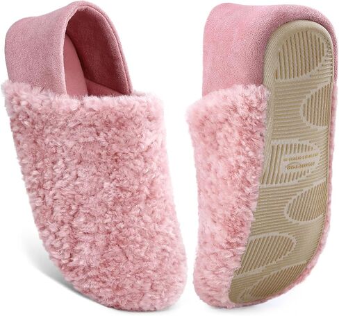HomeTop Women's Plush Slippers with Collapsible Microsuede Heel Indoor House Shoes in Kuwait
