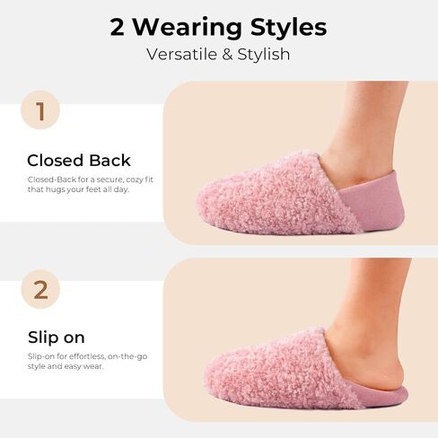 HomeTop Women's Plush Slippers with Collapsible Microsuede Heel Indoor House Shoes in Kuwait
