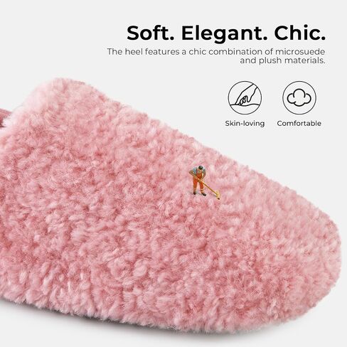 HomeTop Women's Plush Slippers with Collapsible Microsuede Heel Indoor House Shoes in Kuwait