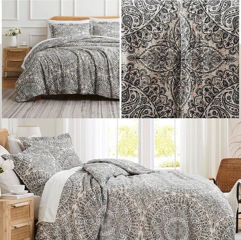 Southshore Fine Living, Inc. Oversized XL/Twin Boho Duvet Cover Set Ultra-Soft Brushed Microfiber Comforter Cover Zipper Closure Includes 1 Twin Duvet & 1 Pillow Sham Wrinkle-Resistant, Ashanti Grey in Kuwait