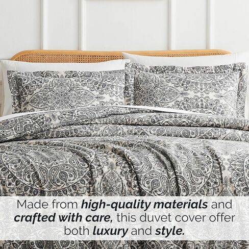 Southshore Fine Living, Inc. Oversized XL/Twin Boho Duvet Cover Set Ultra-Soft Brushed Microfiber Comforter Cover Zipper Closure Includes 1 Twin Duvet & 1 Pillow Sham Wrinkle-Resistant, Ashanti Grey in Kuwait