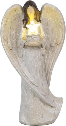 Hodao Angel Decor - Hand-Carved Heart-Holding Angel Statue - Warm Home Decoration, Symbol of Love and Blessings, Perfect in Saudi Arabia