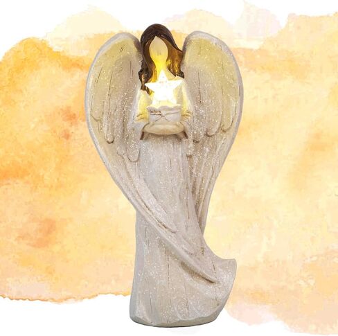Hodao Angel Decor - Hand-Carved Heart-Holding Angel Statue - Warm Home Decoration, Symbol of Love and Blessings, Perfect in Saudi Arabia