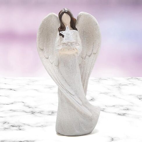 Hodao Angel Decor - Hand-Carved Heart-Holding Angel Statue - Warm Home Decoration, Symbol of Love and Blessings, Perfect in Saudi Arabia