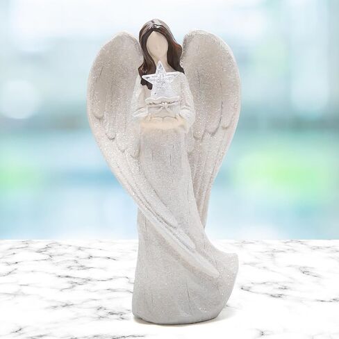 Hodao Angel Decor - Hand-Carved Heart-Holding Angel Statue - Warm Home Decoration, Symbol of Love and Blessings, Perfect in Saudi Arabia