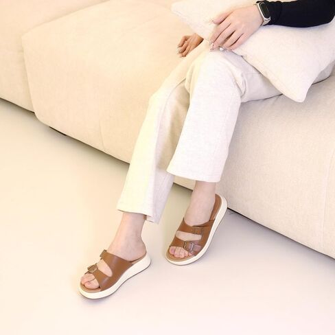 Womens Sandals Platform Double Strap Comfortable Slide for Summer Size 6-11 in Saudi Arabia