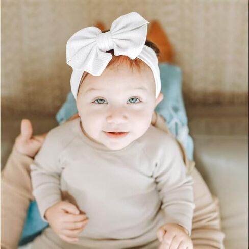Hjiaruiky 3PCS Baby Girl Bows Baby Headbands Newborn Bow Big Stretchy Nylon Headbands for Baby Girls Hair Bows Hair Accessories for Infant Red White Green in Kuwait