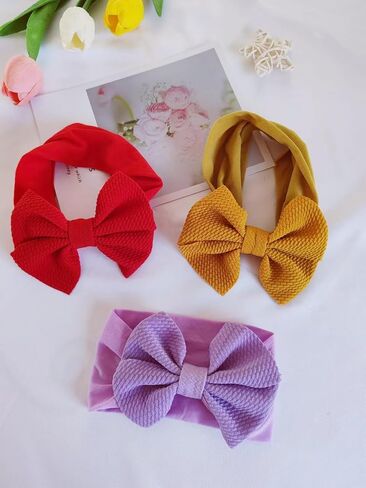 Hjiaruiky 3PCS Baby Girl Bows Baby Headbands Newborn Bow Big Stretchy Nylon Headbands for Baby Girls Hair Bows Hair Accessories for Infant Red White Green in Kuwait