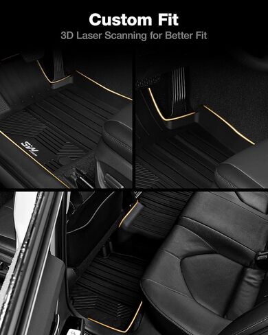 3W Floor Mats for 2024 2025 Toyota Grand Highlander(Include Hybrid)，1-3 Rows Trunk Mat & Seat Back Covers TPE All Weather,Black in Saudi Arabia