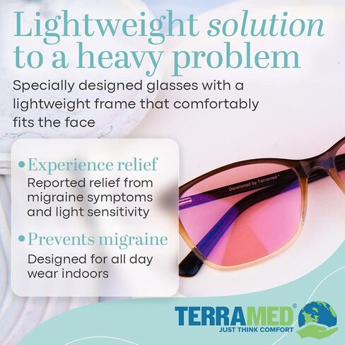 Terramed Just Think Comfort Sparrow Migraine Glasses Fl-41 | Glasses for Migraine and Light Sensitivity Relief | UV Protection and Photophobia Eye Strain in Saudi Arabia