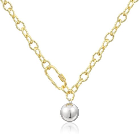 KissYan Gold Beaded Necklace for Women, 14K Gold Plated Chunky Big Ball Beads Chain Choker Necklace Statement Fashion Jewelry Gifts in Kuwait