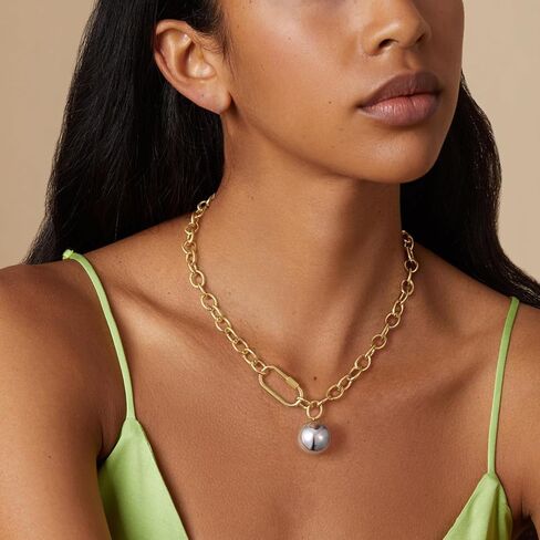 KissYan Gold Beaded Necklace for Women, 14K Gold Plated Chunky Big Ball Beads Chain Choker Necklace Statement Fashion Jewelry Gifts in Kuwait