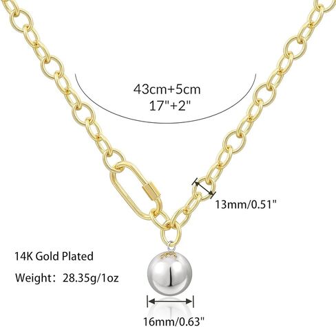 KissYan Gold Beaded Necklace for Women, 14K Gold Plated Chunky Big Ball Beads Chain Choker Necklace Statement Fashion Jewelry Gifts in Kuwait