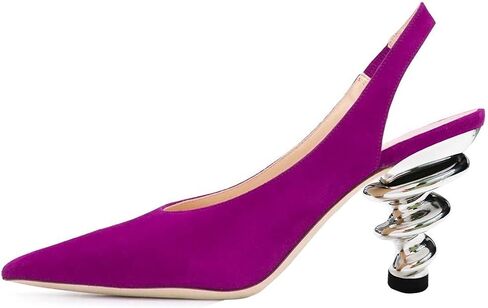 YDN نساء الكعب الحلزوني المعدني العصري ينزلق على صندل Slingback مرنة مضخات إصبع القدم اليومية أحذية الحفلات اليومية 4-15 الولايات المتحدة in Kuwait