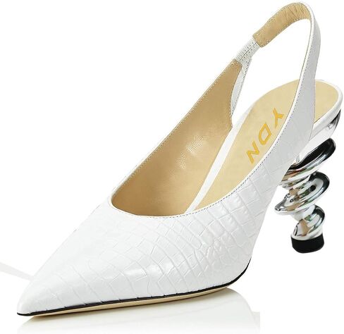 YDN نساء الكعب الحلزوني المعدني العصري ينزلق على صندل Slingback مرنة مضخات إصبع القدم اليومية أحذية الحفلات اليومية 4-15 الولايات المتحدة in Kuwait
