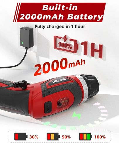 مجموعة مفك كهربائي لاسلكي، مثقاب كهربائي كهربائي قابل لإعادة الشحن 8 فولت بحد أقصى 10 نيوتن متر، مسدس لولبي للبطارية مع مجموعة لقم محرك 28 قطعة، إعداد عزم دوران 320 دورة في الدقيقة/10+1، مقبض بموضعين، ضوء LED بعمود مرن in Kuwait