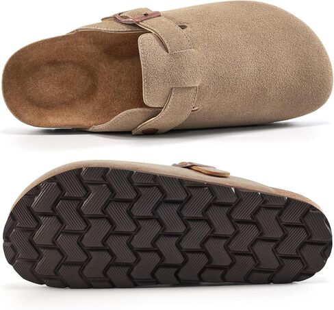 Alicegana Clogs for Women Cork Footbed - Comfortable Slip on Suede Mules Trendy Casual Potato Shoes Closed Toe Sandals in Saudi Arabia