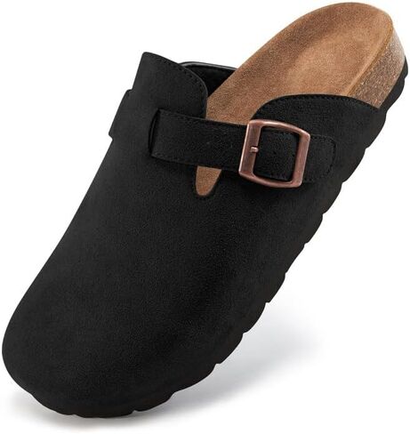 Alicegana Clogs for Women Cork Footbed - Comfortable Slip on Suede Mules Trendy Casual Potato Shoes Closed Toe Sandals in Kuwait