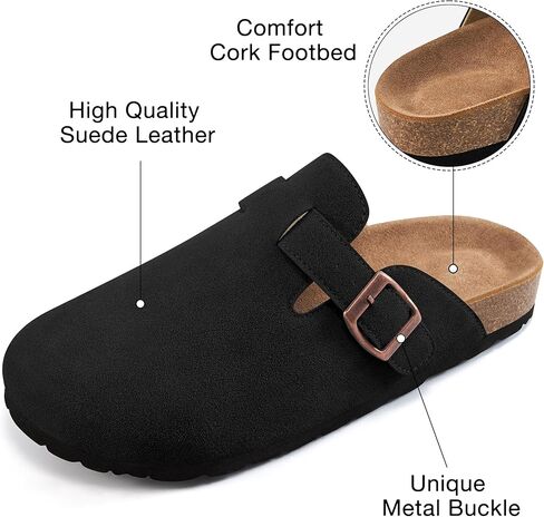 Alicegana Clogs for Women Cork Footbed - Comfortable Slip on Suede Mules Trendy Casual Potato Shoes Closed Toe Sandals in Kuwait