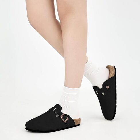 Alicegana Clogs for Women Cork Footbed - Comfortable Slip on Suede Mules Trendy Casual Potato Shoes Closed Toe Sandals in Kuwait