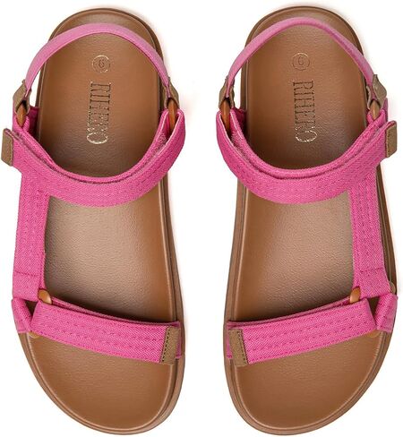Rihero Women's Flat Sandals Comfortable Open Toe Adjustable Strap Walking Footbed Sandals in Saudi Arabia