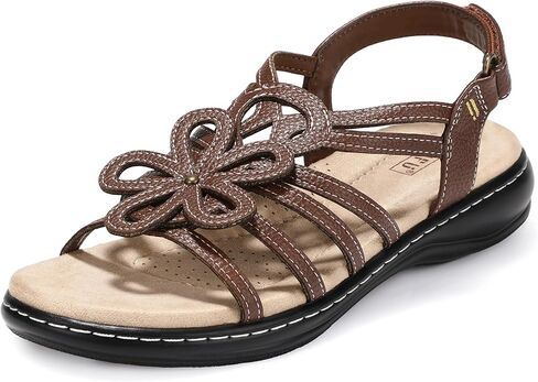 IDIFU Women's Sandals Strappy Back Strap Open Toe Slingback Sandals Summer Beach Walking Wedding Bridal Dress Sandals for Women Travel Dressy Comfortable Trendy Casual Flats Sandals - Wide Width in Saudi Arabia