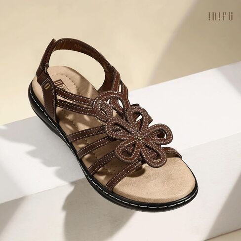IDIFU Women's Sandals Strappy Back Strap Open Toe Slingback Sandals Summer Beach Walking Wedding Bridal Dress Sandals for Women Travel Dressy Comfortable Trendy Casual Flats Sandals - Wide Width in Saudi Arabia