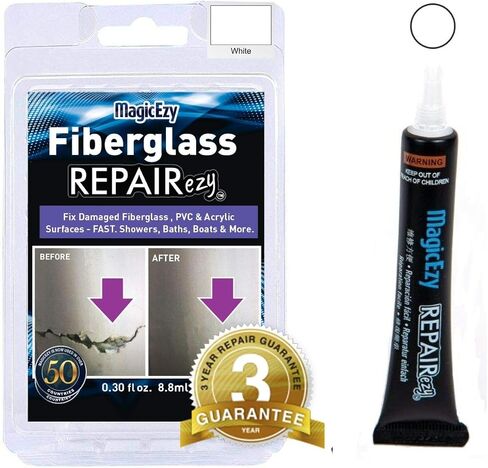 MagicEzy Fiberglass RepairEzy (أبيض) - مجموعة إصلاح الألياف الزجاجية في أنبوب - قارب، حمام سباحة، حوض استحمام، لوح ركوب الأمواج - دش من الألياف الزجاجية والأكريليك، حمام، حوض استحمام ساخن، زورق، جت سكي، قارب in Saudi Arabia