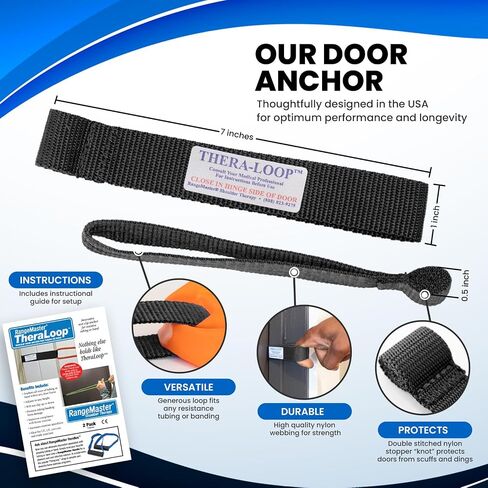 RangeMaster Thera-Loop Banding & Tubing Door Anchors │ Non-Slip │ Complements Exercise Bands or Tubes │ Great for Exercising and Strengthening Activities | Multi-Purposes Door Anchors in Kuwait