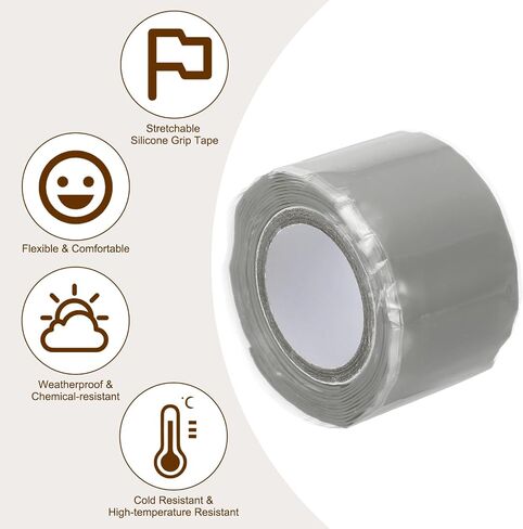 شريط قبضة Patikil لمقابض 1 "x5ft ، 2 roll الشريط السيليكون الذي يخدم ذاتيا لمقابض الدراجة سحب القضبان معدات الصالة الرياضية/خرطوم/تسرب الأنابيب الطوارئ ، أبيض in Saudi Arabia