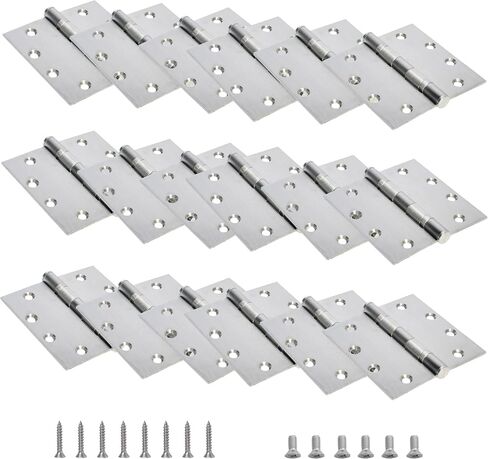 4.5 inch X 4.5 inch Heavy Duty Commercial Door Hinge, Black Hinges with Silent Steel Plain Bearing, 3 mm Thickness Stainless Steel, Square Corner with 144 Screws 18 (Pack) in Saudi Arabia