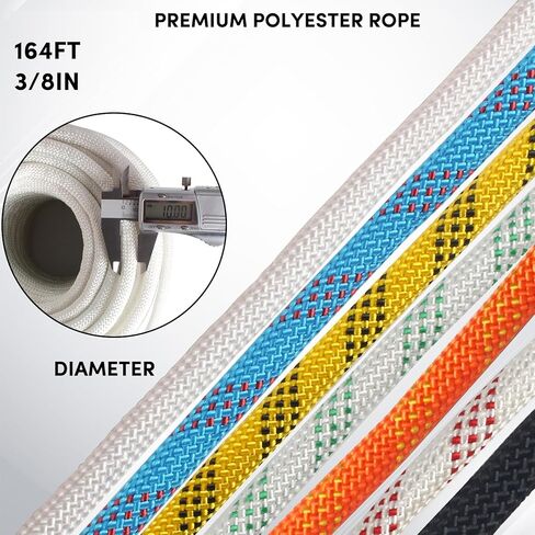 3/8 inch Braid Polyester Rope,Arborist Rigging Rope 164 ft,3520lbs Breaking Strength Strong Pulling Rope for Climbing,Camping,Sailing,Swings, etc. (Orange) in Kuwait