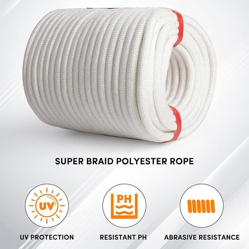 3/8 inch Braid Polyester Rope,Arborist Rigging Rope 164 ft,3520lbs Breaking Strength Strong Pulling Rope for Climbing,Camping,Sailing,Swings, etc. (Orange) in Kuwait