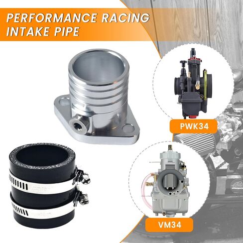 Racing Intake Pipe Inlet Manifold Adapter Kit for Predator 301cc 420cc 459cc GX340 GX390 GX270 11Hp 13Hp Engine VM34 Carburetor Mini Bike Go Kart Lawnmower Powersports Parts Black in Kuwait