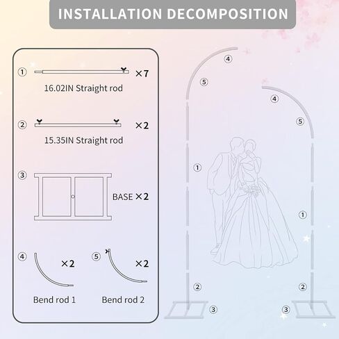 Metal Wedding Arch Stand,Set of 2 Gold Curved Top Arch Backdrop Stand Wedding Arches for Ceremony Birthday Anniversary Baby Shower Floral Stand Background Decoration (Gold,7.8FT & 6.7FT) in Kuwait
