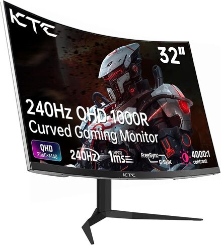 KTC 27 inch WQHD 180Hz 1ms Curved Gaming Monitor 1440P 144Hz Monitor 132% sRGB HVA FreeSync DisplayPort/HDMI/USB VESA Computer Monitor for Gamers (DP Cable Included) in Kuwait