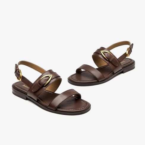 BEAU TODAY Flat Sandals for Women,Adjustable Strappy Sandals for Women,Summer Fashion Comfortable Open-Toe Wide Dress Leather Sandals for Vacation Hiking in Saudi Arabia