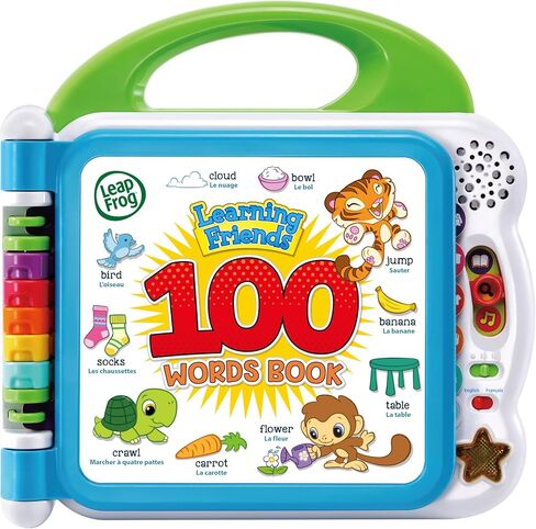 LeapFrog 601503 Learning Friends 100 Words Baby Book Educational and Interactive Bilingual Playbook Toy Toddler and Pre School Boys & Girls 1, 2, 3, 4+ Year Olds, Multi-Colour, One Size in Kuwait