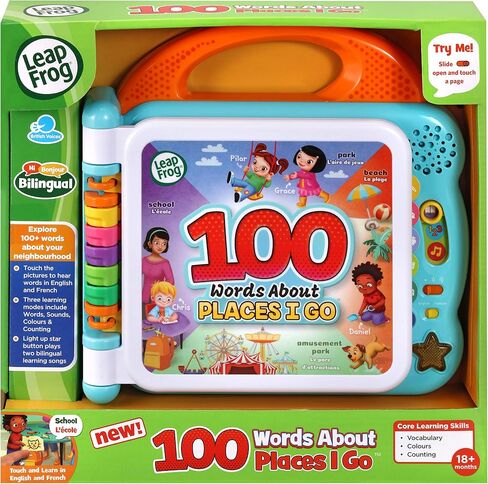 LeapFrog 601503 Learning Friends 100 Words Baby Book Educational and Interactive Bilingual Playbook Toy Toddler and Pre School Boys & Girls 1, 2, 3, 4+ Year Olds, Multi-Colour, One Size in Kuwait