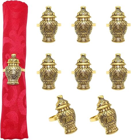 Pagoda Napkin Rings Set of 12 Gold Metal Napkin Holders for Wedding Christmas Easter Fall Halloween Thanksgiving Dinner Table Decoration in Saudi Arabia