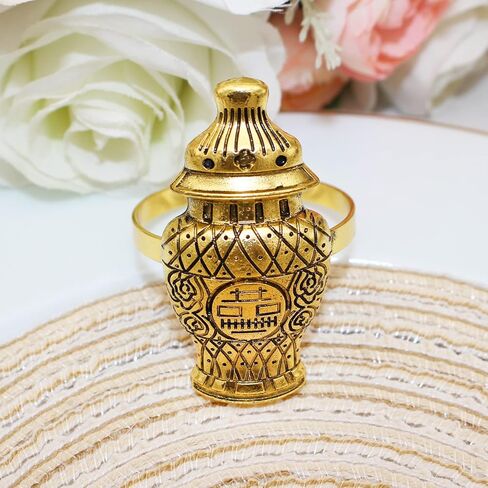 Pagoda Napkin Rings Set of 12 Gold Metal Napkin Holders for Wedding Christmas Easter Fall Halloween Thanksgiving Dinner Table Decoration in Saudi Arabia