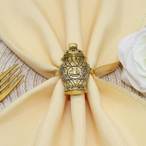 Pagoda Napkin Rings Set of 12 Gold Metal Napkin Holders for Wedding Christmas Easter Fall Halloween Thanksgiving Dinner Table Decoration in Saudi Arabia