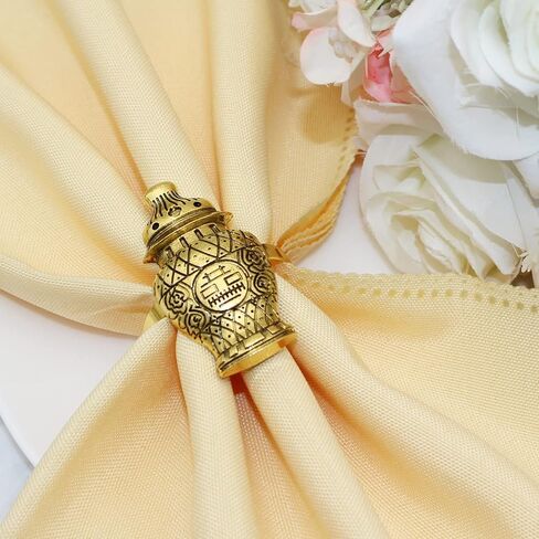Pagoda Napkin Rings Set of 12 Gold Metal Napkin Holders for Wedding Christmas Easter Fall Halloween Thanksgiving Dinner Table Decoration in Saudi Arabia