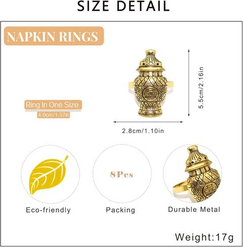 Pagoda Napkin Rings Set of 12 Gold Metal Napkin Holders for Wedding Christmas Easter Fall Halloween Thanksgiving Dinner Table Decoration in Saudi Arabia