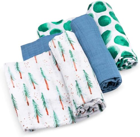 Parker Baby Co. بطانيات Swaddle - حزمة من 3 من 100 ٪ من قطن الشاش من القطن للبنين والبنات - جنسين/جنس المحايدة - مجموعة الكلاسيكية in Kuwait