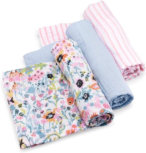 Parker Baby Co. Swaddle Blankets - Pack of 3 of 100% Cotton Muslin Swaddle Blankets for Baby Boys and Girls - Unisex/Gender Neutral - Classics Set in Kuwait