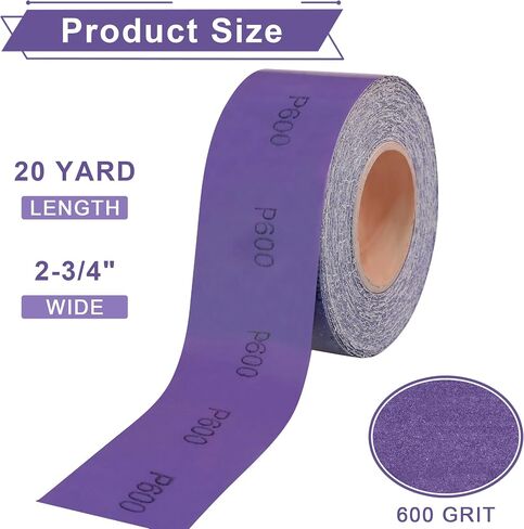 AUSTOR Premium 120 Grit PSA Purple Film Ceramic Longboard Sandpaper Roll, 2-3/4" x 20 Yards Sanding Sheet Self-Adhesive Sand Paper Roll for Auto Wood Air File Sanders Hand Sanding Blocks in Saudi Arabia